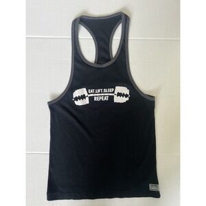 California Crazee Wear  Men's Black Muscle Shirt Tank Eat Lift Sleep Repeat M